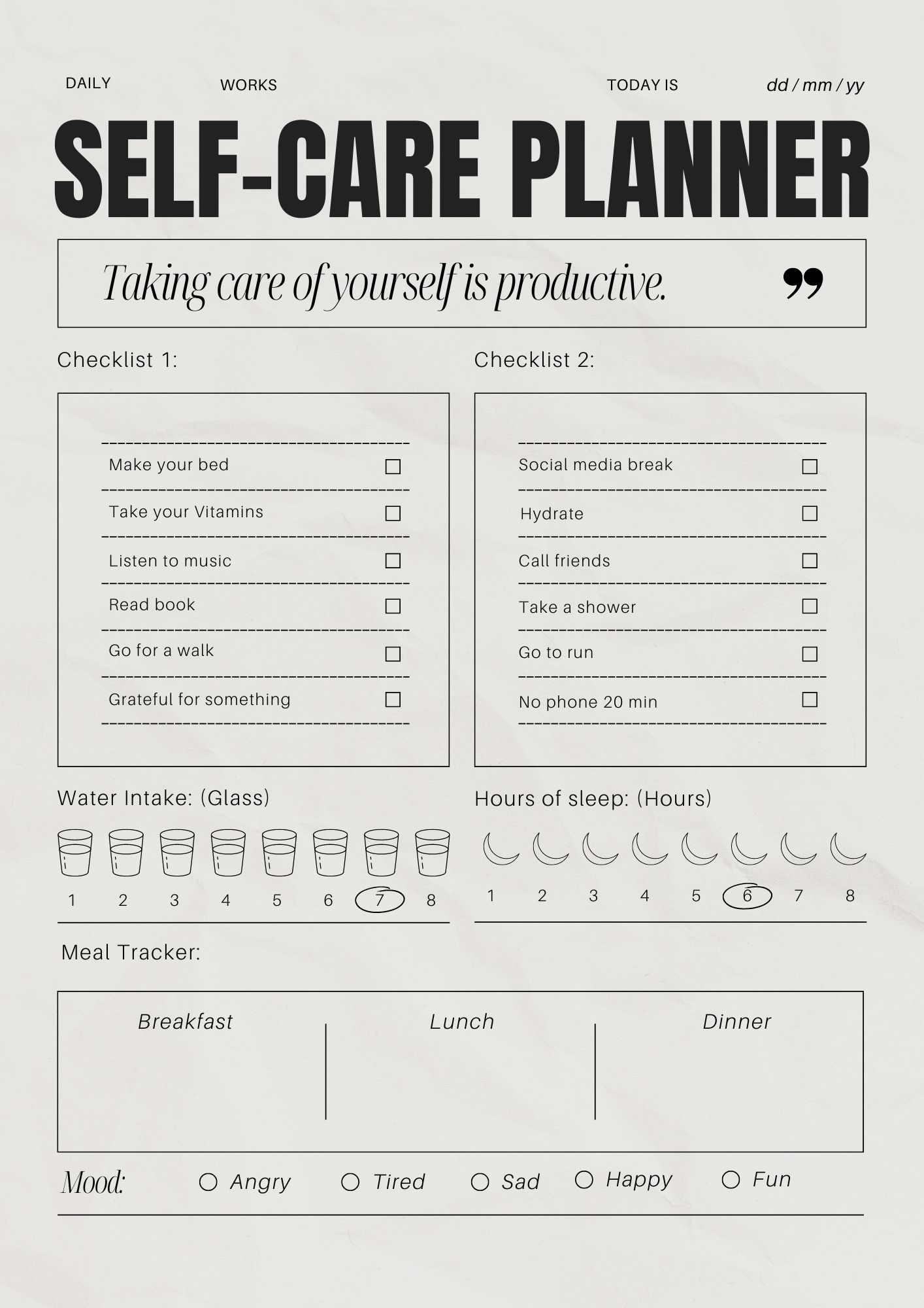 Self-Care Planner