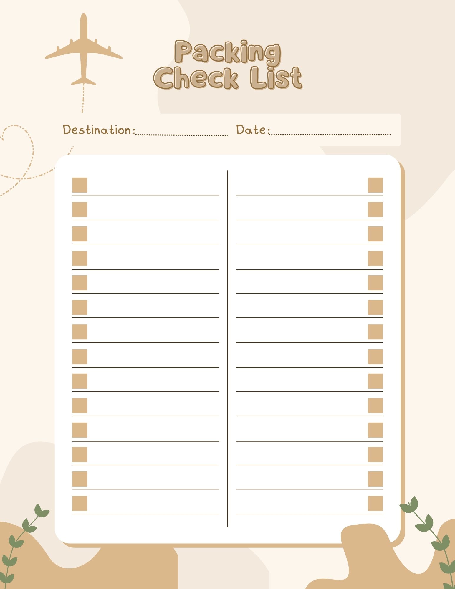 Packing Checklist
