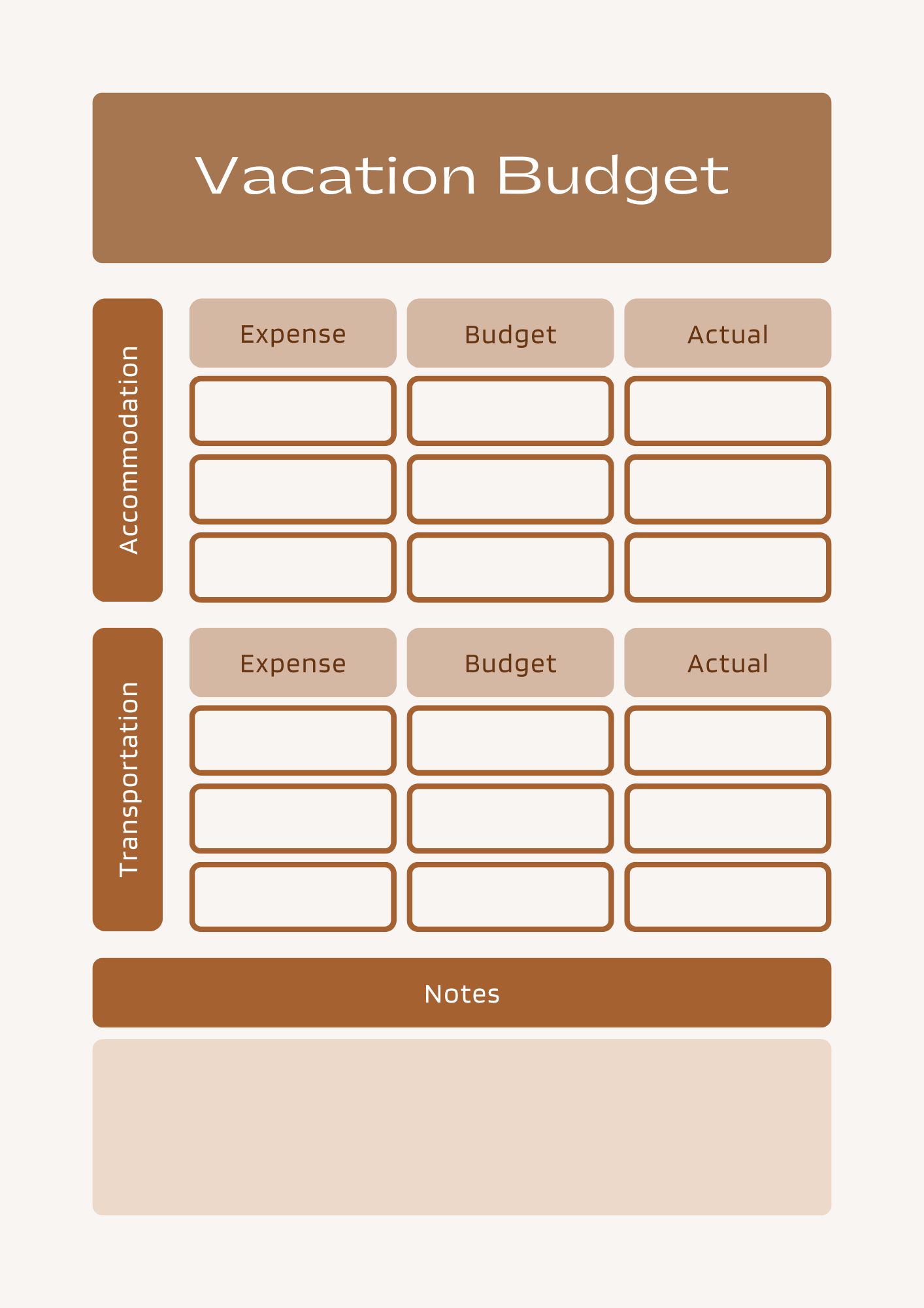 Vacation Budget Planner