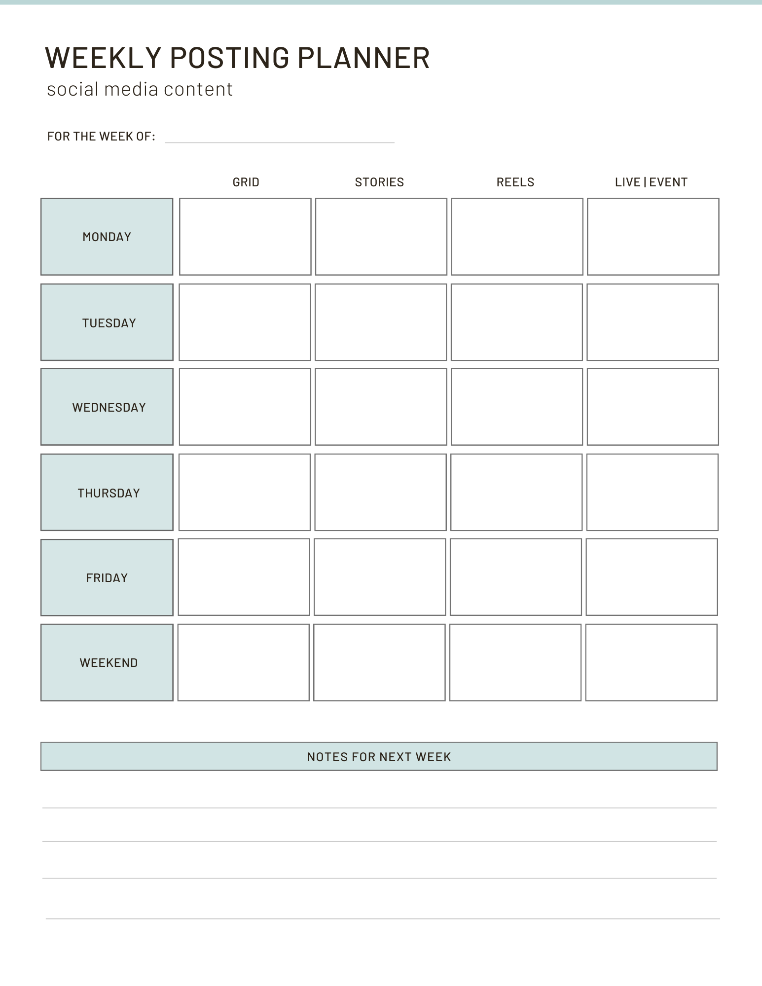 Social Media Content Planner
